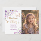 Invitation Papillon embrasse violet photo d'anniversaire merc (Devant)