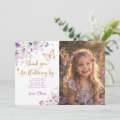 Invitation Papillon embrasse violet photo d'anniversaire merc (Debout devant)