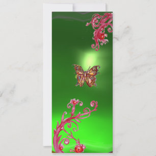 Invitation PAPILLON ÉMERALD , vert brillant rouge rose violet
