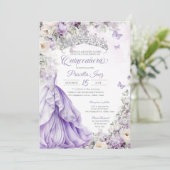 Invitation Papillon en argent lavande princesse Quinceañera (Debout devant)