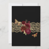 Invitation Papillon en dentelle or de Roses rouges de Bourgog (Dos)