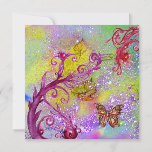 Invitation PAPILLON EN ÉCLAIRS VIOLETS Élégante fête de maria