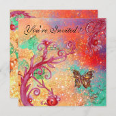 Invitation PAPILLON EN ÉCLATS Élégant Mariage Fête Or (Devant / Derrière)