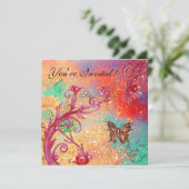 Invitation PAPILLON EN ÉCLATS Élégant Mariage Fête Or (Debout devant)