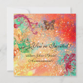 Invitation PAPILLON EN ÉCLATS Élégant Mariage Fête Or (Dos)