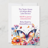 Invitation Papillon en fleurs Baby shower de fille (Dos)