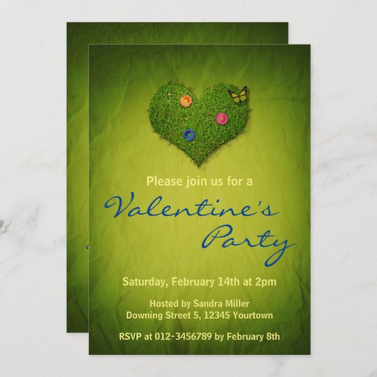 Invitation Papillon en forme de coeur (Devant / Derrière)