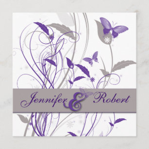 Invitation Papillon en lilas et violet Anniversaire