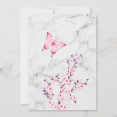 Invitation Papillon en marbre rose gris | Baby shower fille (Dos)