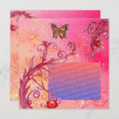 Invitation PAPILLON EN PAILETTES ROSES  Modèle de photo de ma (Devant / Derrière)