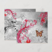 Invitation PAPILLON EN PAILLETTES 2 ,Fête de mariage élégante (Devant / Derrière)