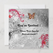 Invitation PAPILLON EN PAILLETTES 2 ,Fête de mariage élégante (Dos)