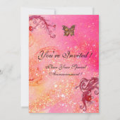 Invitation PAPILLON EN PAILLETTES Élégant monogramme de maria (Dos)