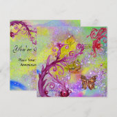 Invitation PAPILLON EN PAILLONS VIOLETS Élégante fête de mari (Devant / Derrière)