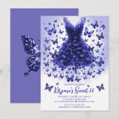 Invitation Papillon en Tanzanite Robe Pierre de Naissance Déc (Devant / Derrière)