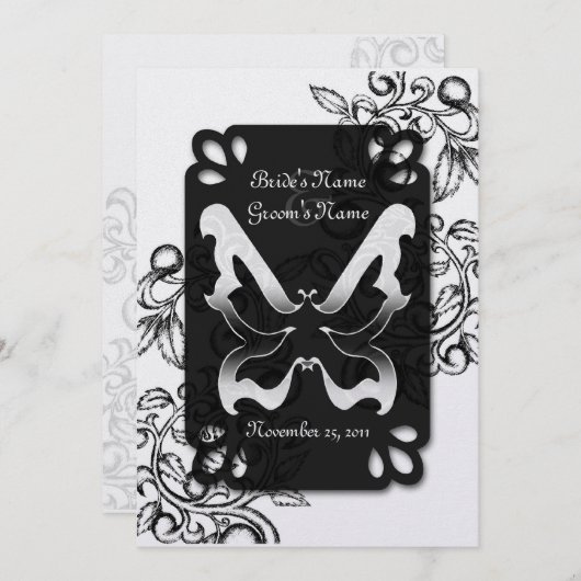 Invitation Papillon et floraison (Devant / Derrière)