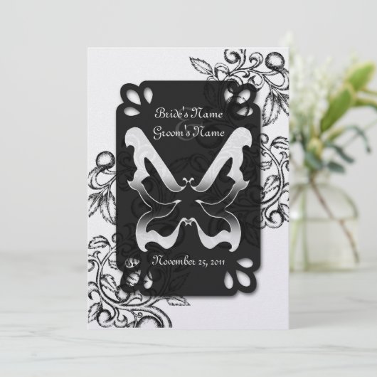 Invitation Papillon et floraison (Debout devant)