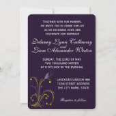 Invitation Papillon et Mariage floral pourpre et jaune (Devant)
