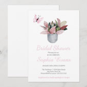 Invitation Papillon et Plante pointillé Fête des mariées blan (Devant / Derrière)