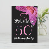 Invitation Papillon fabuleux de rose de fête d'anniversaire (Debout devant)