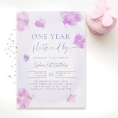 Invitation Papillon farci par rose violet 1er anniversaire