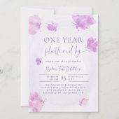 Invitation Papillon farci par rose violet 1er anniversaire (Devant)
