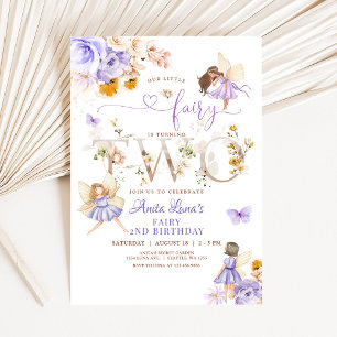 Invitation Papillon Fée Violet Magique Floral 2e anniversaire