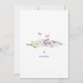 Invitation Papillon Fée Violet Magique Floral 4e anniversaire (Dos)