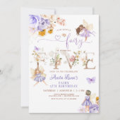 Invitation Papillon Fée Violet Magique Floral 5e anniversaire (Devant)