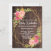 Invitation Papillon Féminin Aquarelle Florale Baptême Bébé (Devant)