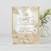 Invitation Papillon feuille parties scintillant tropicale or  (Debout devant)