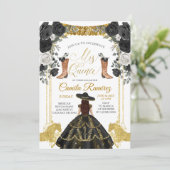 Invitation Papillon Fiesta Noir & Or Mis XV Anos Invitati (Debout devant)