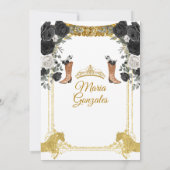 Invitation Papillon Fiesta Noir & Or Mis XV Anos Invitati (Dos)