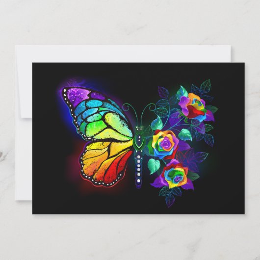 Invitation Papillon fleur arc-en-ciel (Devant)