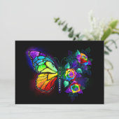 Invitation Papillon fleur arc-en-ciel (Debout devant)