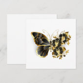 Invitation Papillon Fleur d'Or avec Orchidée Noire (Devant / Derrière)