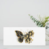 Invitation Papillon Fleur d'Or avec Orchidée Noire (Debout devant)