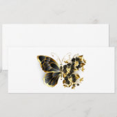 Invitation Papillon Fleur d'Or avec Orchidée Noire (Devant / Derrière)