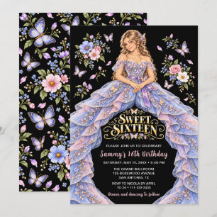 Invitation Papillon Fleurs Douze ans Anniversaire