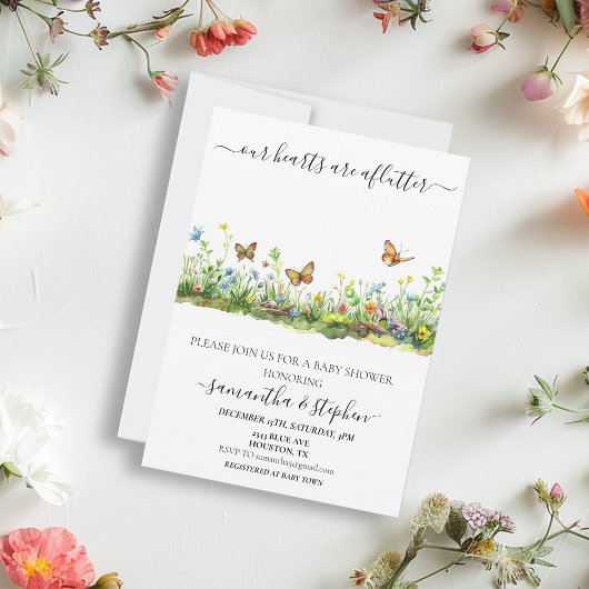 Invitation Papillon Fleurs Sauvages Papillon Battant des aile