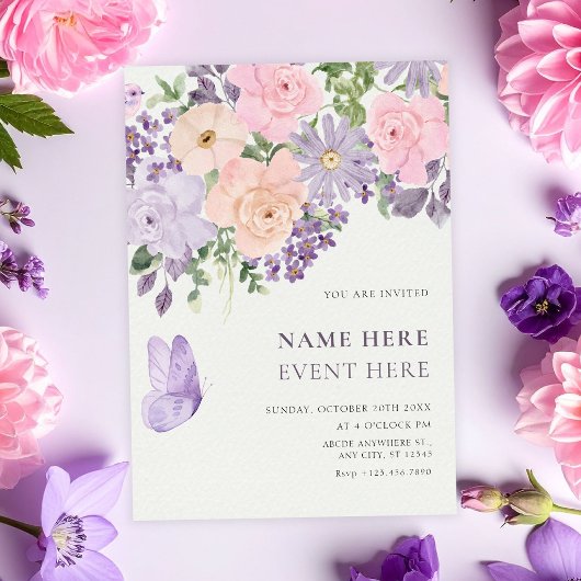 Invitation papillon floral