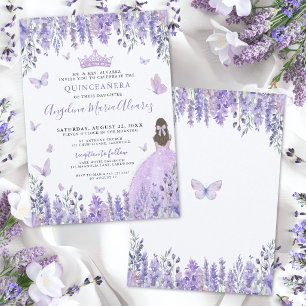 Invitation Papillon Floral Aquarelle Violet Quinceanera