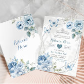 Invitation Papillon floral bleu Dusty Quinceañera