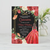 Invitation Papillon floral coloré Quinceanera Anniversaire (Debout devant)