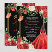 Invitation Papillon floral coloré Quinceanera Anniversaire (Devant / Derrière)