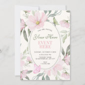 Invitation Papillon floral doux rose (Devant)