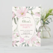 Invitation Papillon floral doux rose anniversaire (Debout devant)