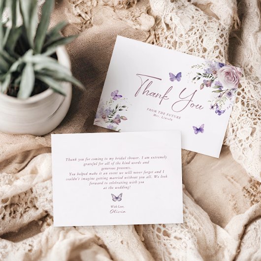 Invitation Papillon floral Dusty Mauve