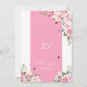 Invitation Papillon floral élégant rose blanc Quinceanera 2 (Dos)