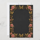Invitation Papillon Floral Fête Or Noir (Dos)